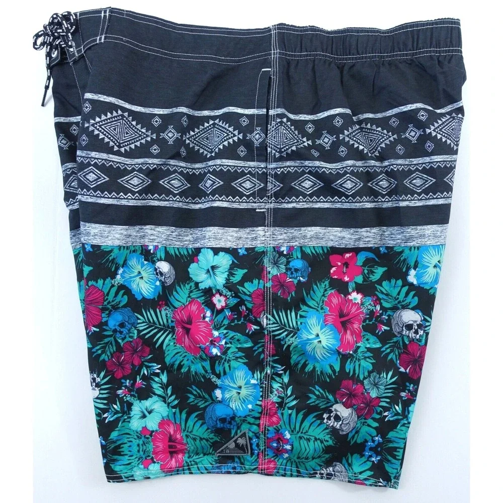 Joe Boxer Board Shorts Men XXL Skulls Floral Brief Mesh Lining Pockets Swim